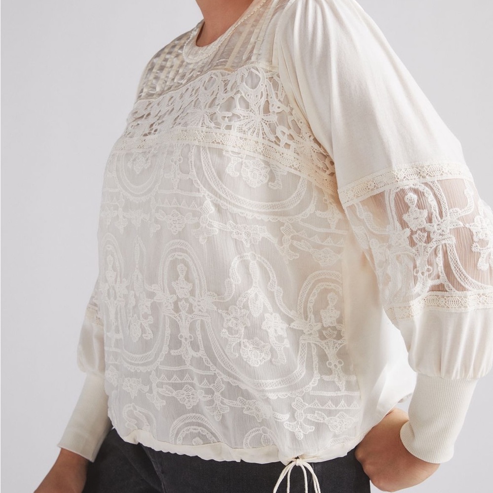 Anthropologie Tiny Lace Top in Ivory XL